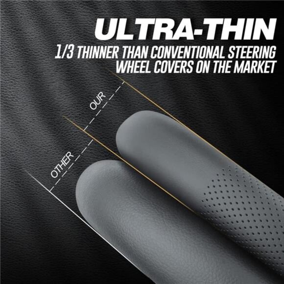 Nappa Premium Leather car Steering Wheel Cover, Non-Slip, Breathable, Universal - Picture 4 of 7